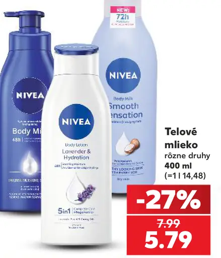 Nivea telové mlieko rôzne druhy