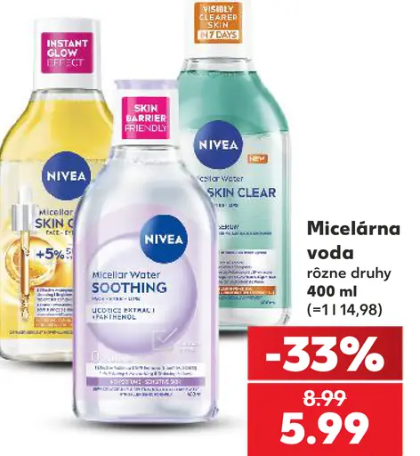 Nivea micelárna voda rôzne druhy