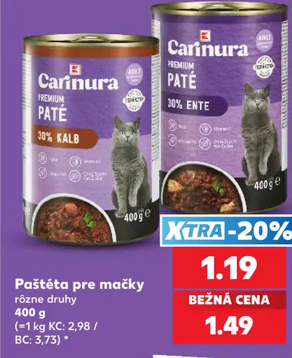 Carniura paštéta pre mačky – teľacie a kačacie