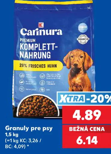 Carinura granuly pre psy, 20 % čerstvého kuracieho mäsa