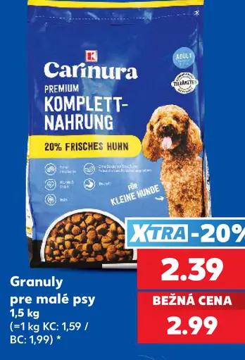 Carinura granuly pre malé psy, 20 % čerstvého kuracieho mäsa
