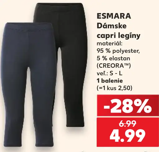 Esmara dámske capri legíny, 95 % polyester, 5 % elastan