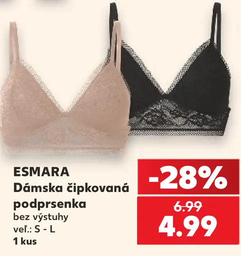 Esmara dámska čipkovaná podprsenka bez výstuhy