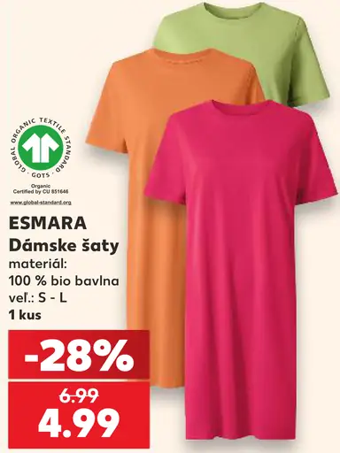 Esmara dámske šaty, 100 % bio bavlna