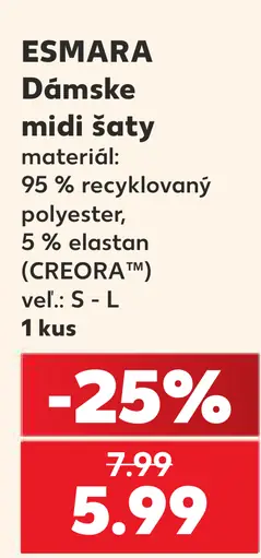 Esmara dámske midi šaty, 95 % recyklovaný polyester, 5 % elastan