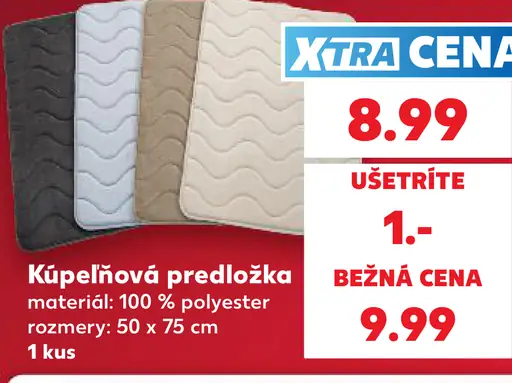 Kúpeľňová predložka, 50 × 75 cm, 100 % polyester