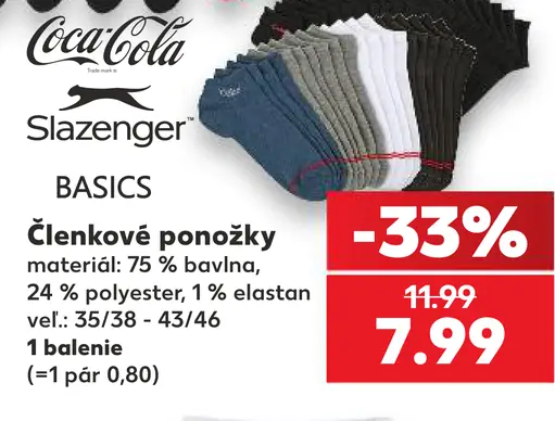 Slazenger BASICS členkové ponožky, veľkosti 35/38–43/46