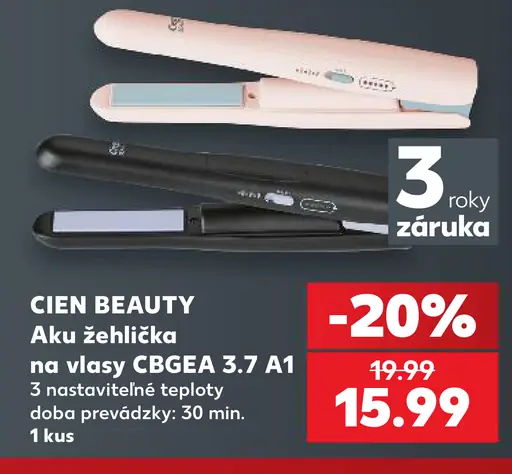 Cien Beauty aku žehlička na vlasy CBGEA 3.7 A1
