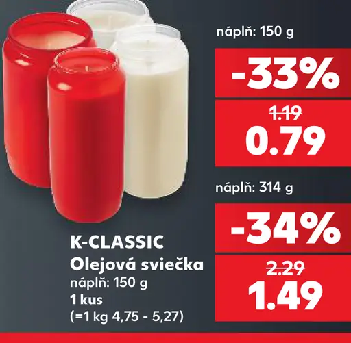 K-CLASSIC Olejová sviečka