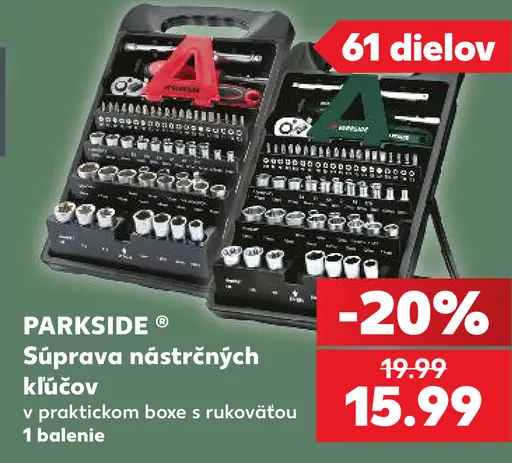 Súprava nástrčných kľúčov v praktickom boxe s rukoväťou