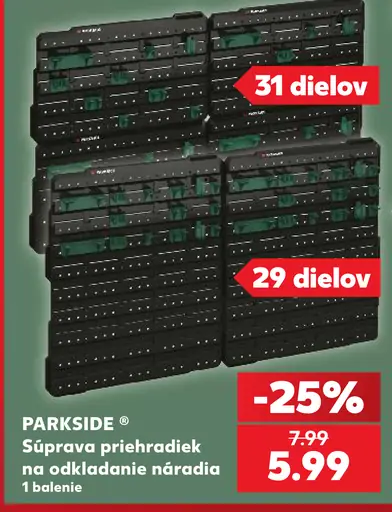 Parkside Súprava priehradiek na odkladanie náradia – 31 dielov