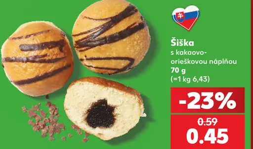 Šiška s kakaovo-orieškovou náplňou