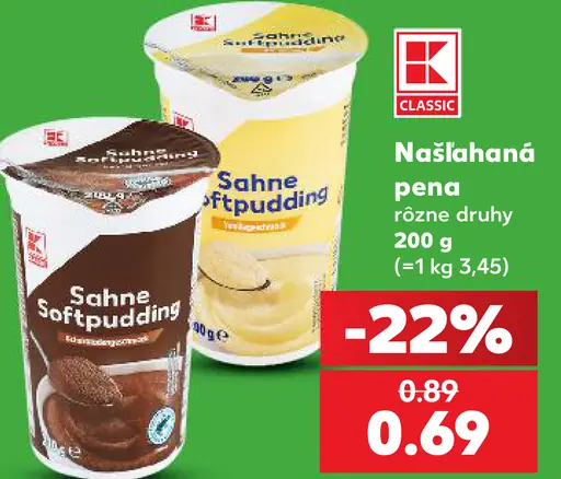 K-Classic našľahaná pena rôzne druhy