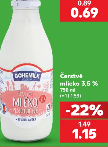 Bohemilk Čerstvé mlieko 3,5%