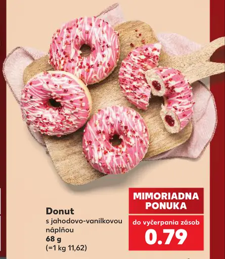 Donut s jahodovo-vanilkovou náplňou