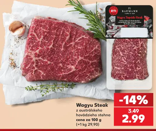 Baumann Wagyu Steak z austrálskeho hovädzieho stehna