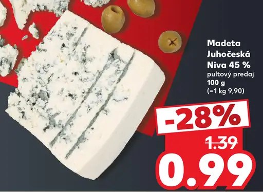 Madeta Juhočeská Niva 45 % pultový predaj