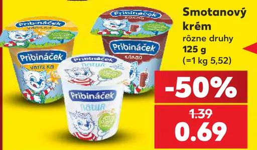 Pribináček smotanový krém rôzne druhy