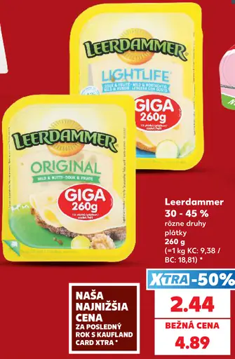 Leerdammer plátky – Original, Lightlife, rôzne druhy