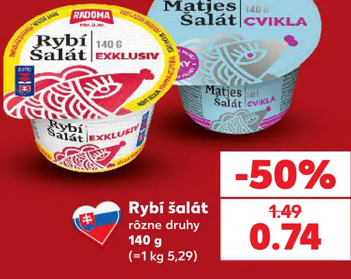 Radoma rybí šalát rôzne druhy