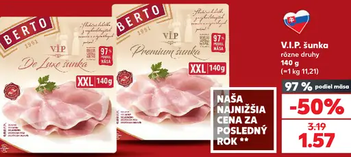 Berto V.I.P. šunka rôzne druhy