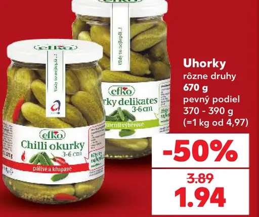 Efko Uhorky rôzne druhy
