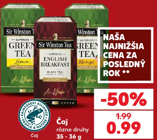 Sir Winston Tea – Green Tea Lemon, English Breakfast Black Tea, Green Tea Mango, rôzne druhy