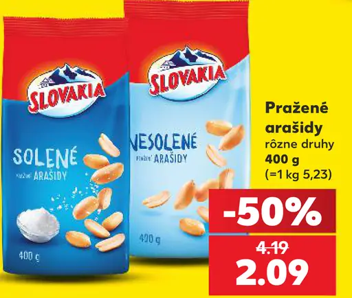 Slovakia pražené arašidy solené rôzne druhy