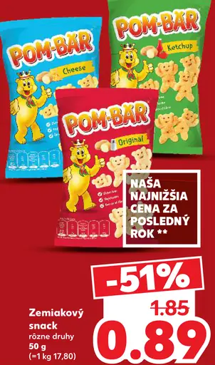 Pom-Bär zemiakový snack – Cheese, Ketchup, Original, rôzne druhy