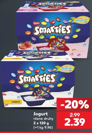 Nestlé Smarties jogurt, rôzne druhy