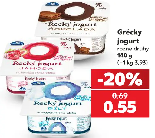 Milko Grécky jogurt rôzne druhy