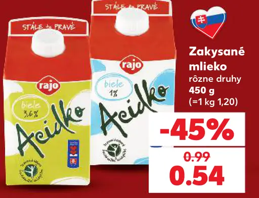 Rajo Zakysané mlieko rôzne druhy