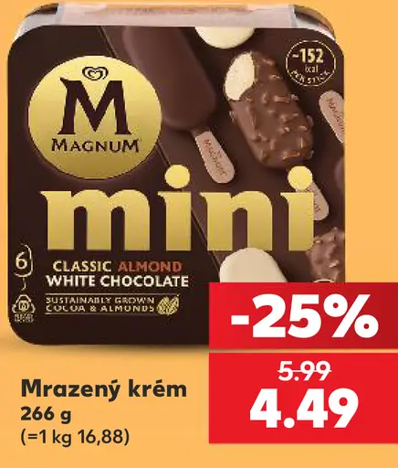 Magnum mini mrazený krém, Classic Almond a White Chocolate