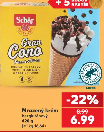 Schär Gran Cono Panna & Cacao bezgluténový mrazený krém