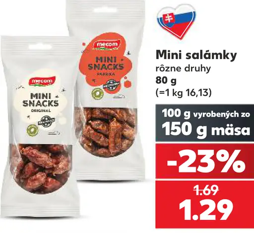 Mecom Mini salámky, rôzne druhy
