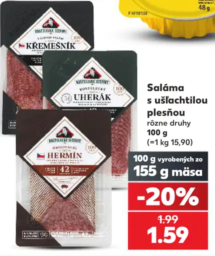 Saláma s ušľachtilou plesňou rôzne druhy