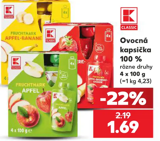 K-Classic Ovocná kapsička 100% rôzne druhy