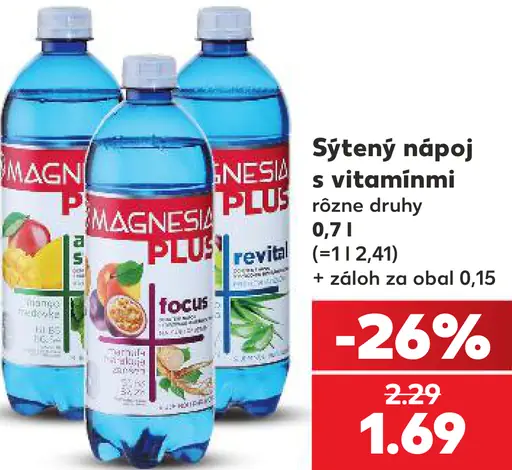 Magnesia Plus sýtený nápoj s vitamínmi, rôzne druhy