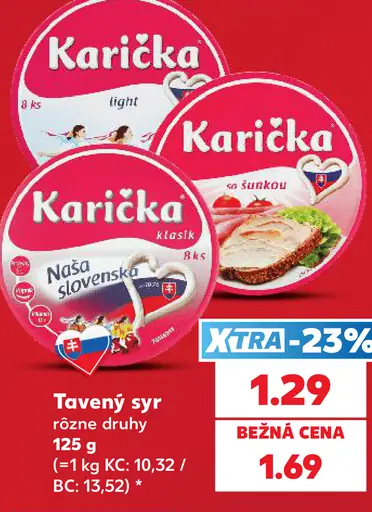 Karička Tavený syr rôzne druhy