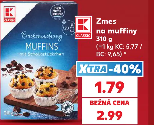 K-Classic zmes na muffiny s kúskami čokolády