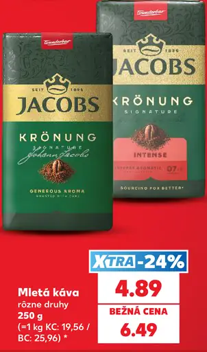 Jacobs mletá káva, rôzne druhy