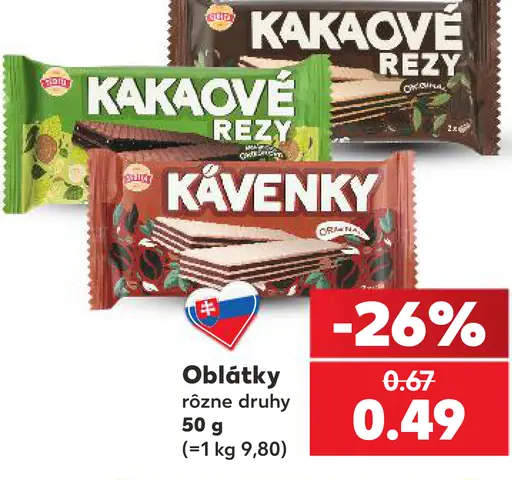 Sedita oblátky – Kakaové rezy, Kavenky, rôzne druhy