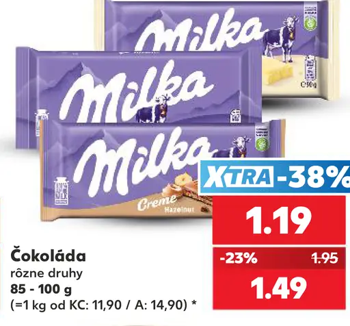 Čokoláda rôzne druhy Milka