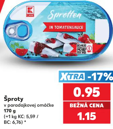 K-Classic šproty v paradajkovej omáčke