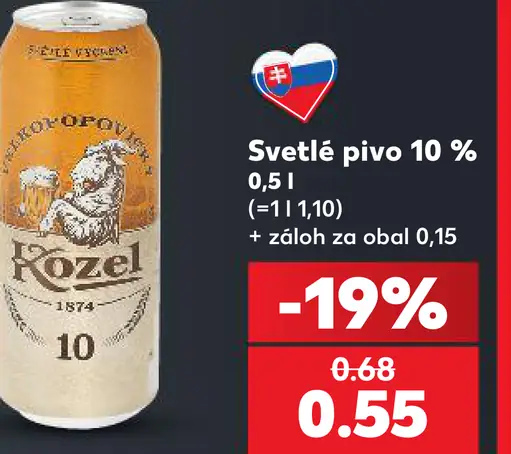 Kozel Světlé pivo plechovka 10%