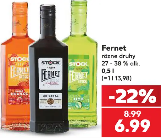 Stock Fernet rôzne druhy
