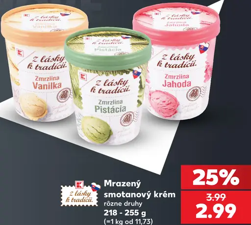 Z lásky k tradícii mrazený smotanový krém, vanilka