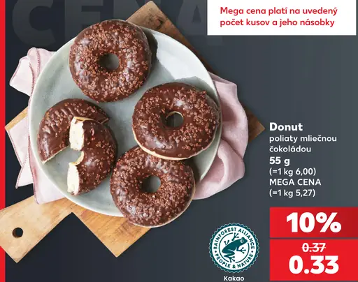 Donut poliaty mliečnou čokoládou kakao