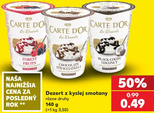 Carte d'Or dezert z kyslej smotany rôzne druhy
