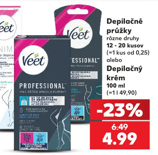 Veet depilačné prúžky rôzne druhy